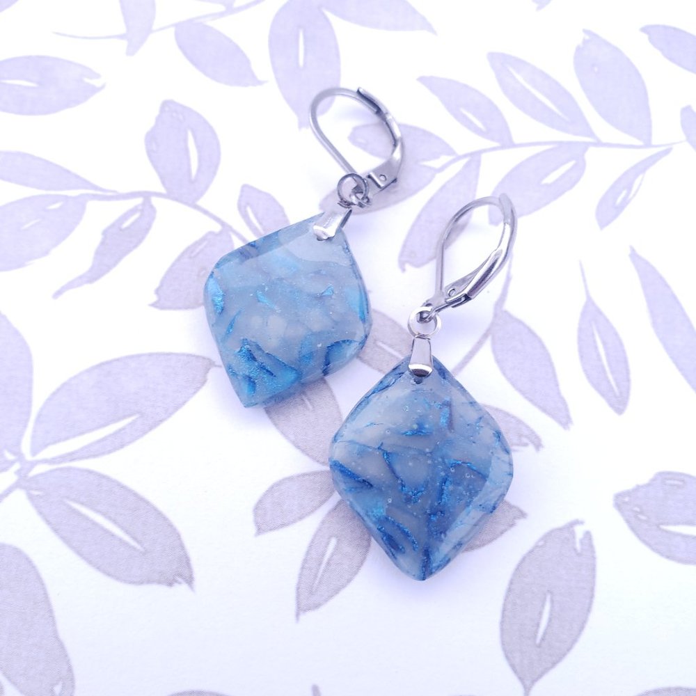 Cloudy Sapphire Blue | Polymer Clay Drop Earrings
